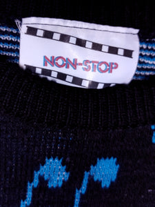 80s "Non-Stop" Funky Music Knit Sweater - Size S/M
