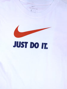 Y2K Red Swoosh "Just Do It" T-Shirt - Size S