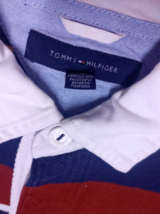 00s Tommy Hilfiger Striped Long Sleeve Polo Shirt - Size M