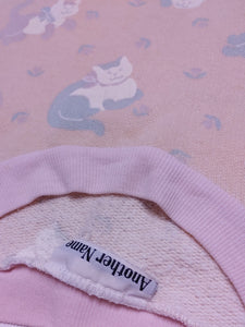 80s Pretty Kitties Pastel Pink Sweatshirt - Size S