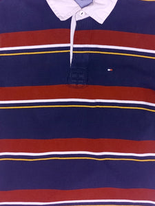 00s Tommy Hilfiger Striped Long Sleeve Polo Shirt - Size M