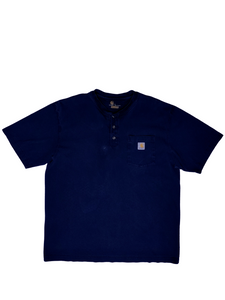 90s Navy Blue Classic Carhartt Pocket T-Shirt - Size L