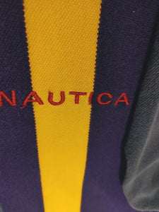 90s "Nautica" Vertical Striped Polo Shirt - Size XL