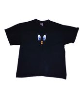 Load image into Gallery viewer, 90s Black Embroidered Tweety Face T-Shirt - Size L/XL
