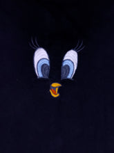 Load image into Gallery viewer, 90s Black Embroidered Tweety Face T-Shirt - Size L/XL
