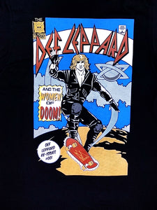 00s Def Leppard Comic Book Cover Hooded T-Shirt - Size M