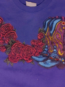 80s Purple Bedazzled Cowboy Crewneck - Size L