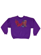 Load image into Gallery viewer, 80s Purple Bedazzled Cowboy Crewneck - Size L
